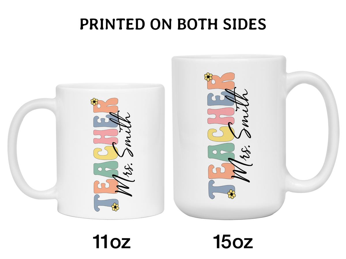 Personalized Teacher Mug – Custom Name Cup – Unique Teacher Appreciation Gift Idea
