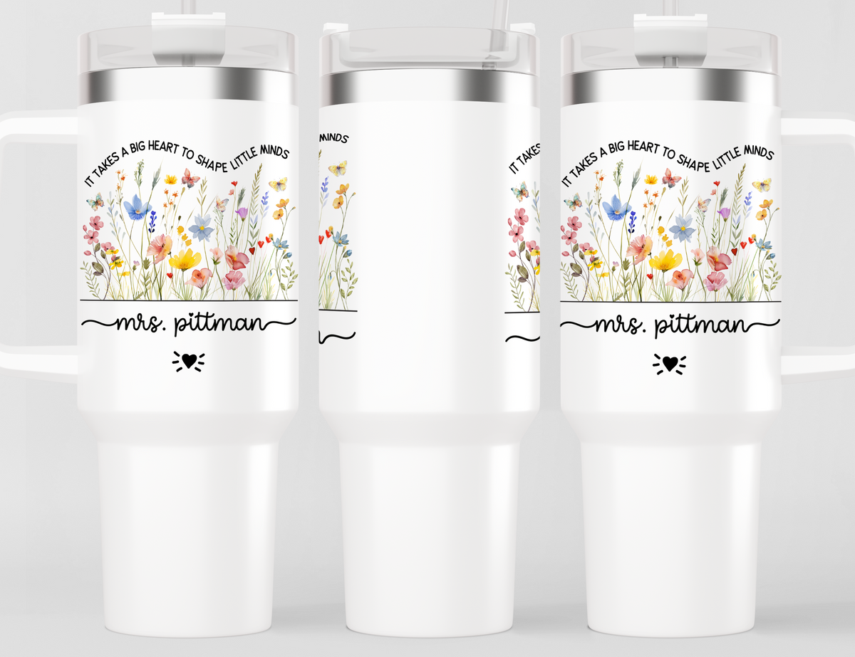 Personalized Teacher Tumbler | Custom Teacher Name Stainless Steel Travel Cup | Gifts For Teacher V3