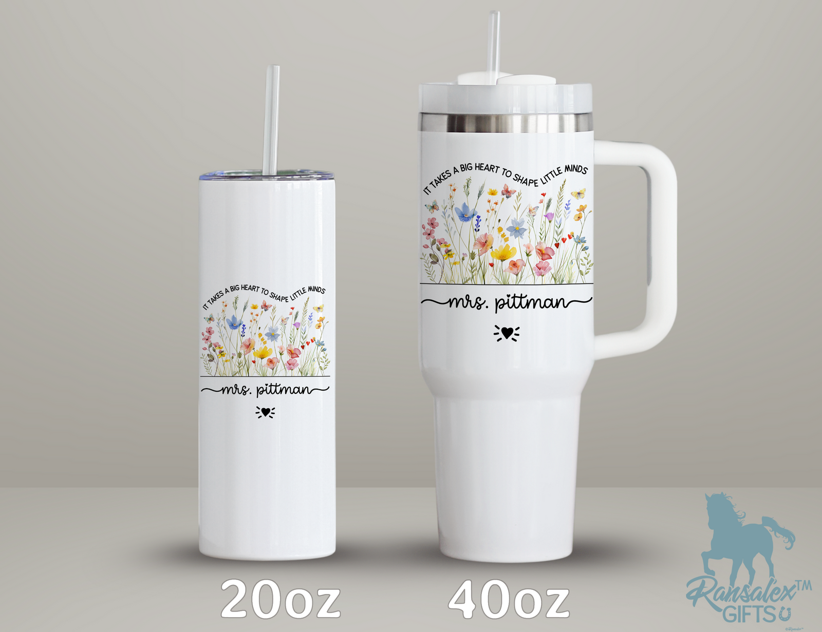 Personalized Teacher Tumbler | Custom Teacher Name Stainless Steel Travel Cup | Gifts For Teacher V3