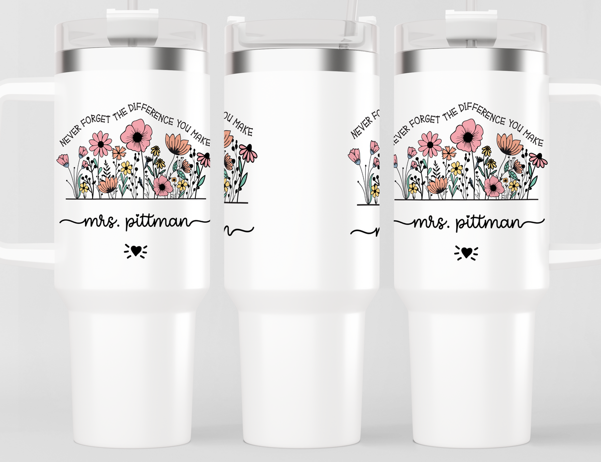 Personalized Teacher Tumbler | Custom Teacher Name Stainless Steel Travel Cup | Gifts For Teachers