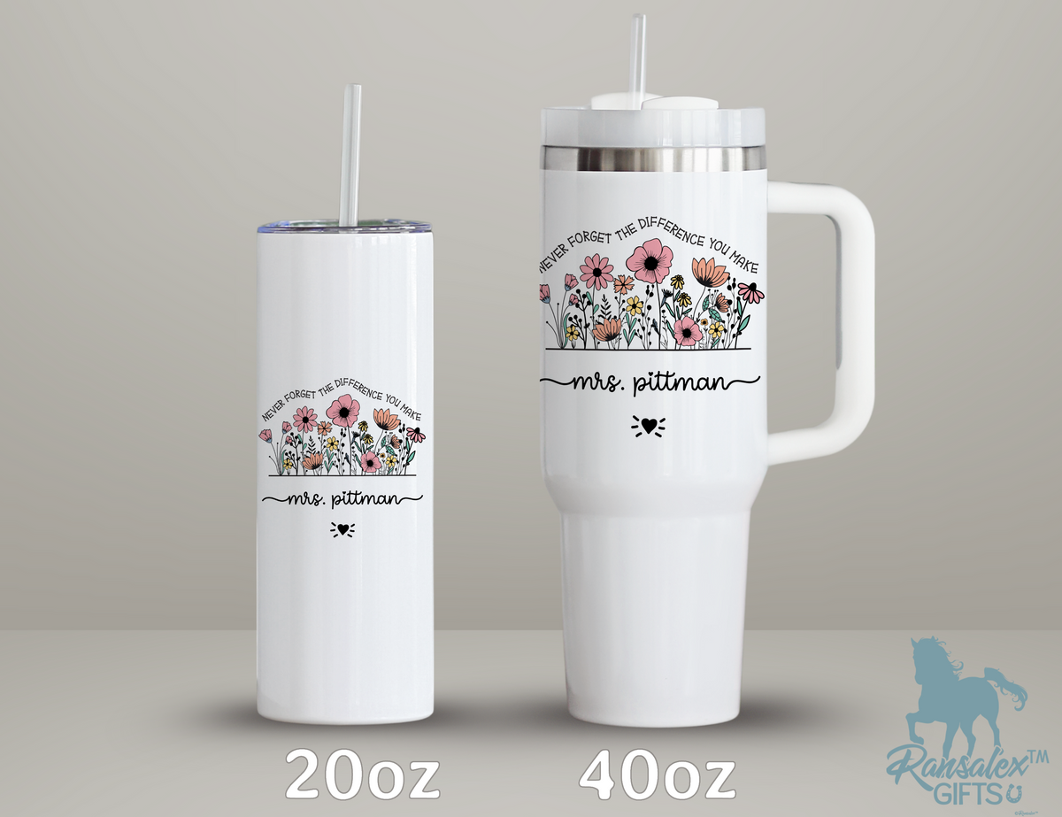 Personalized Teacher Tumbler | Custom Teacher Name Stainless Steel Travel Cup | Gifts For Teachers