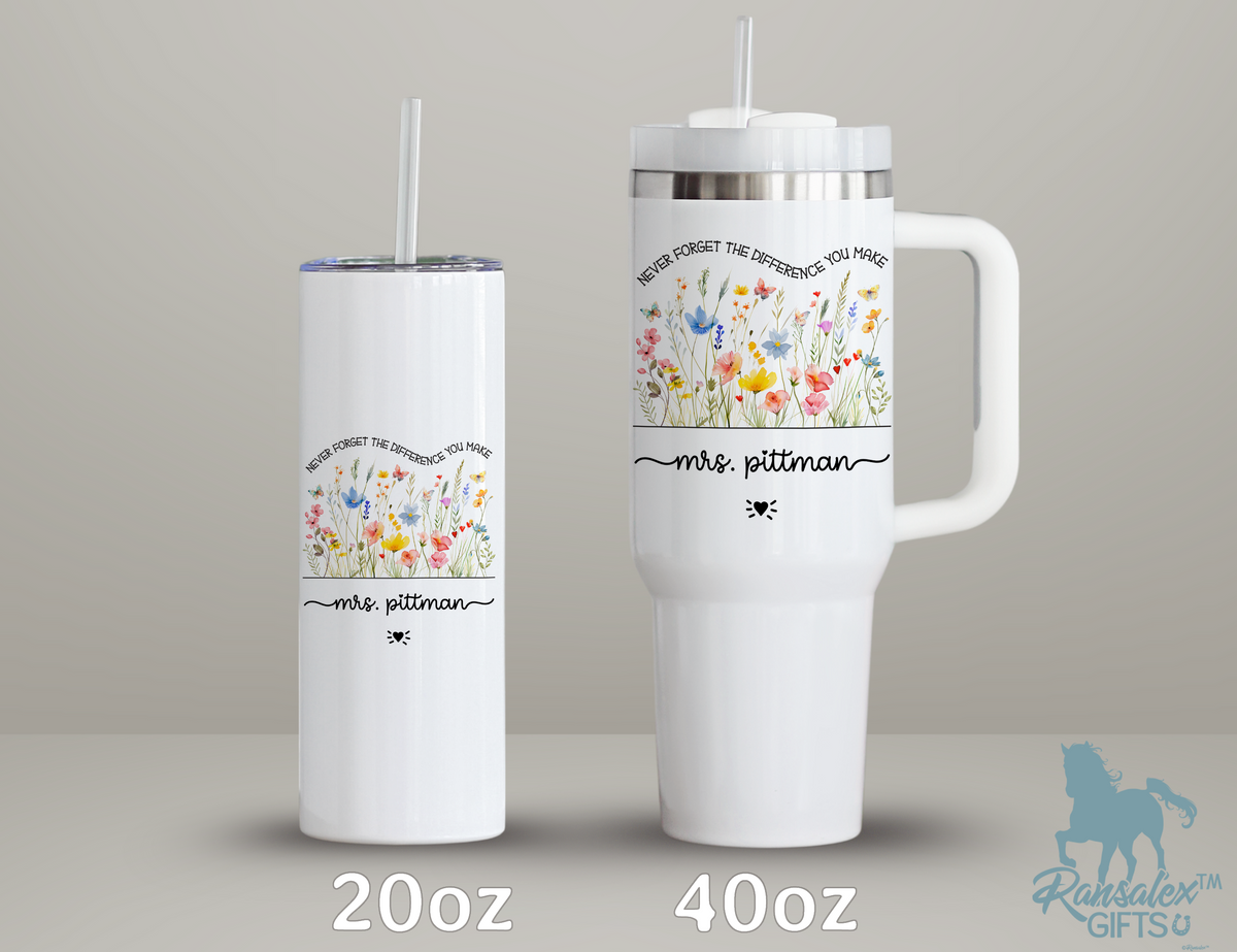 Personalized Teacher Tumbler | Custom Teacher Name Stainless Steel Travel Cup | Gifts For Teachers (V2)