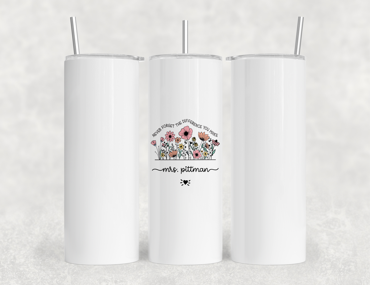 Personalized Teacher Tumbler | Custom Teacher Name Stainless Steel Travel Cup | Gifts For Teachers