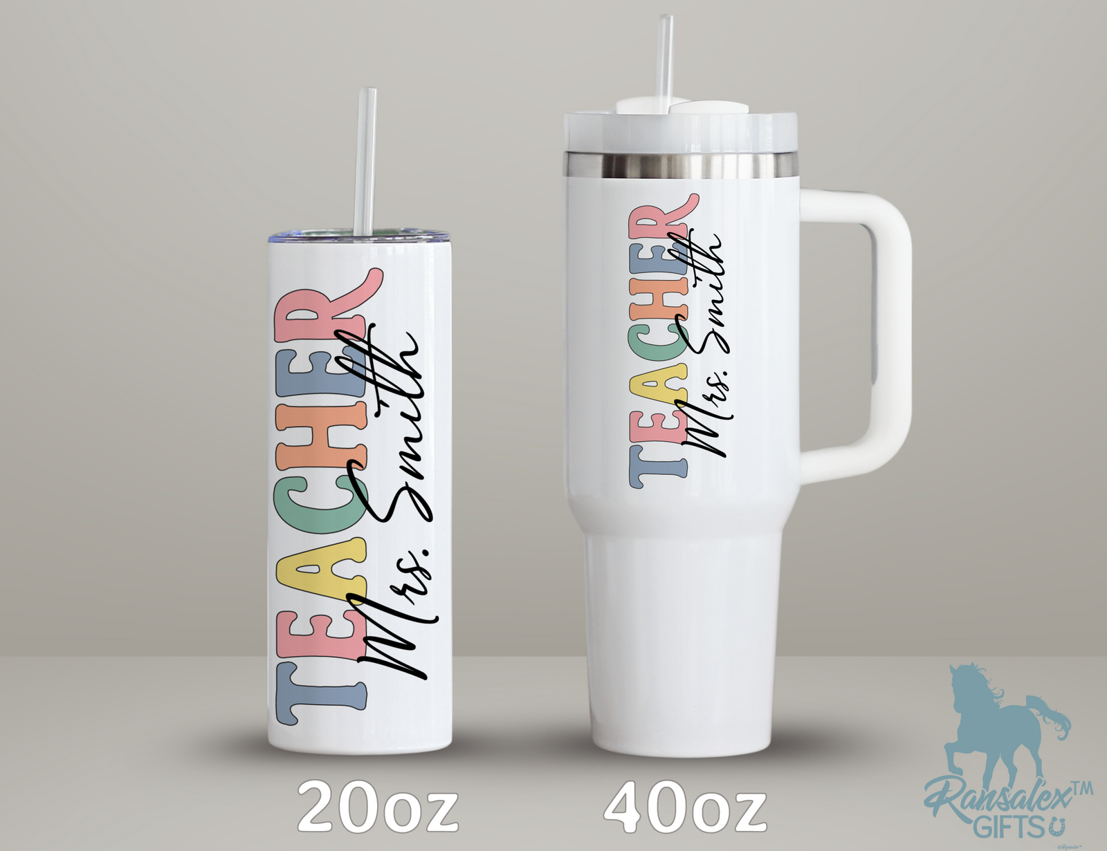 Personalized Teacher Tumbler | Custom Teacher Name Stainless Steel Travel Cup | Teacher Gift Idea (V2)