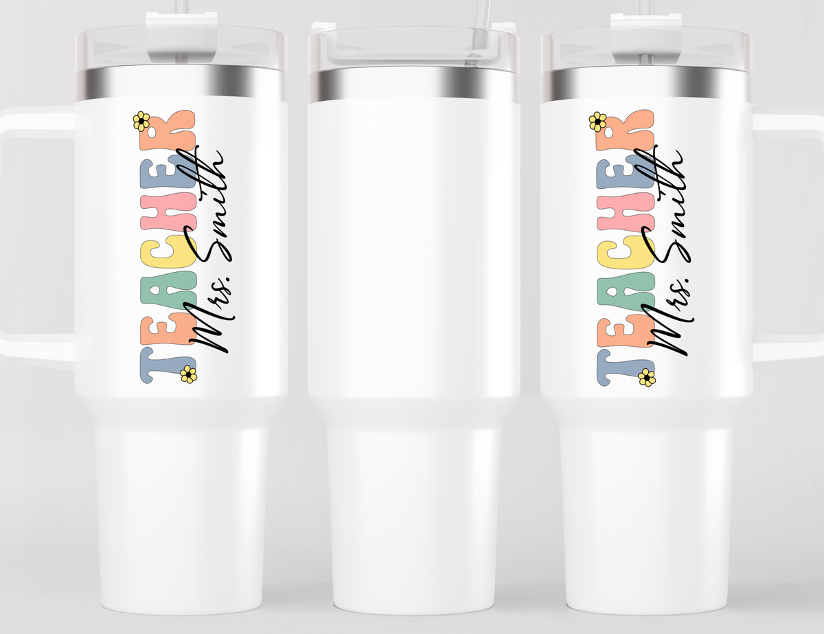 Personalized Teacher Tumbler | Custom Teacher Name Stainless Steel Travel Cup | Teacher Gift Idea