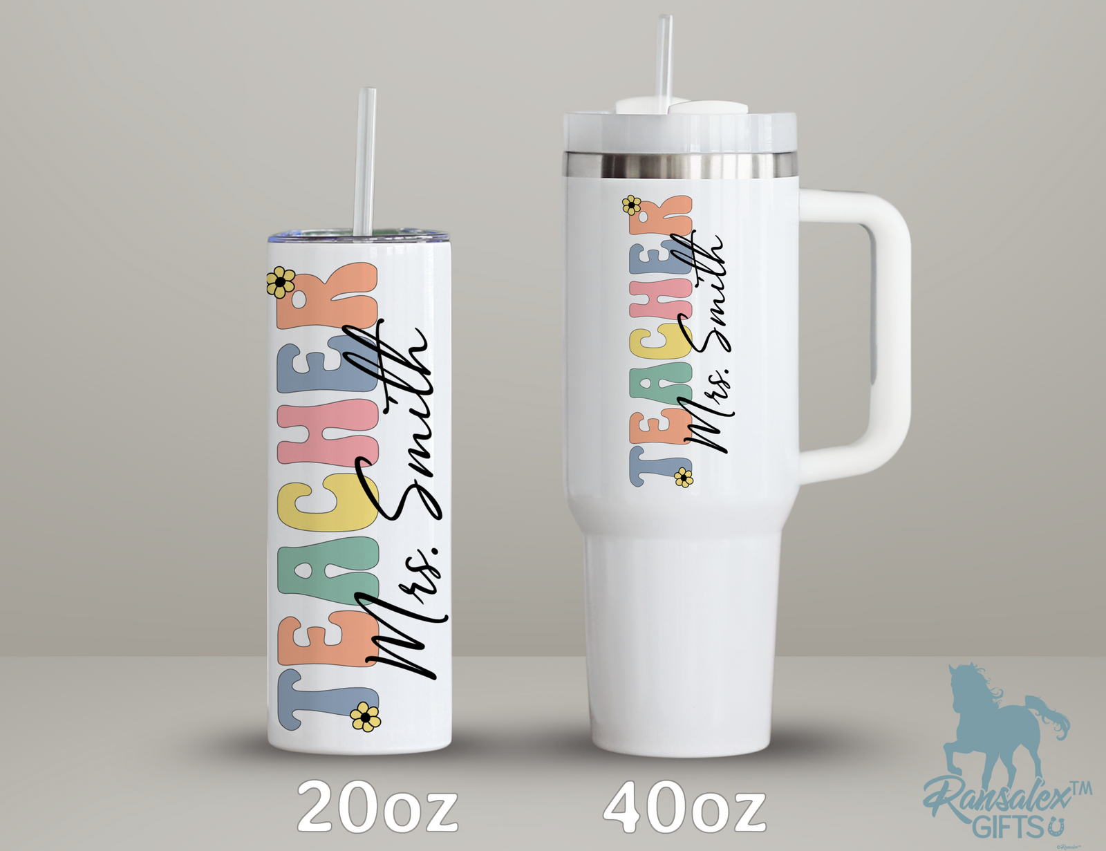 Personalized Teacher Tumbler | Custom Teacher Name Stainless Steel Travel Cup | Teacher Gift Idea