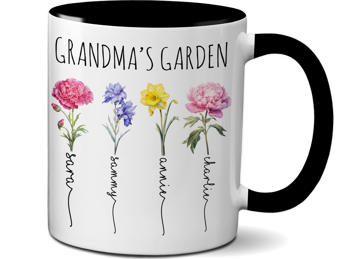 Personalized Grandma's Garden Coffee Mug – Custom Birth Month Flowers & Grandkids' Names Cup