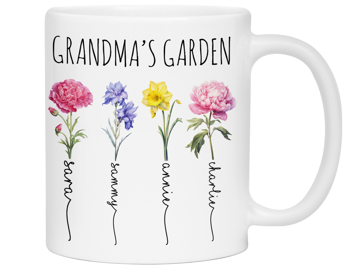 Personalized Grandma's Garden Coffee Mug – Custom Birth Month Flowers & Grandkids' Names Cup
