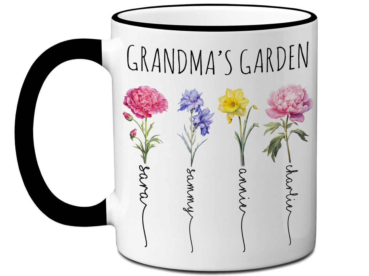 Personalized Grandma's Garden Coffee Mug – Custom Birth Month Flowers & Grandkids' Names Cup