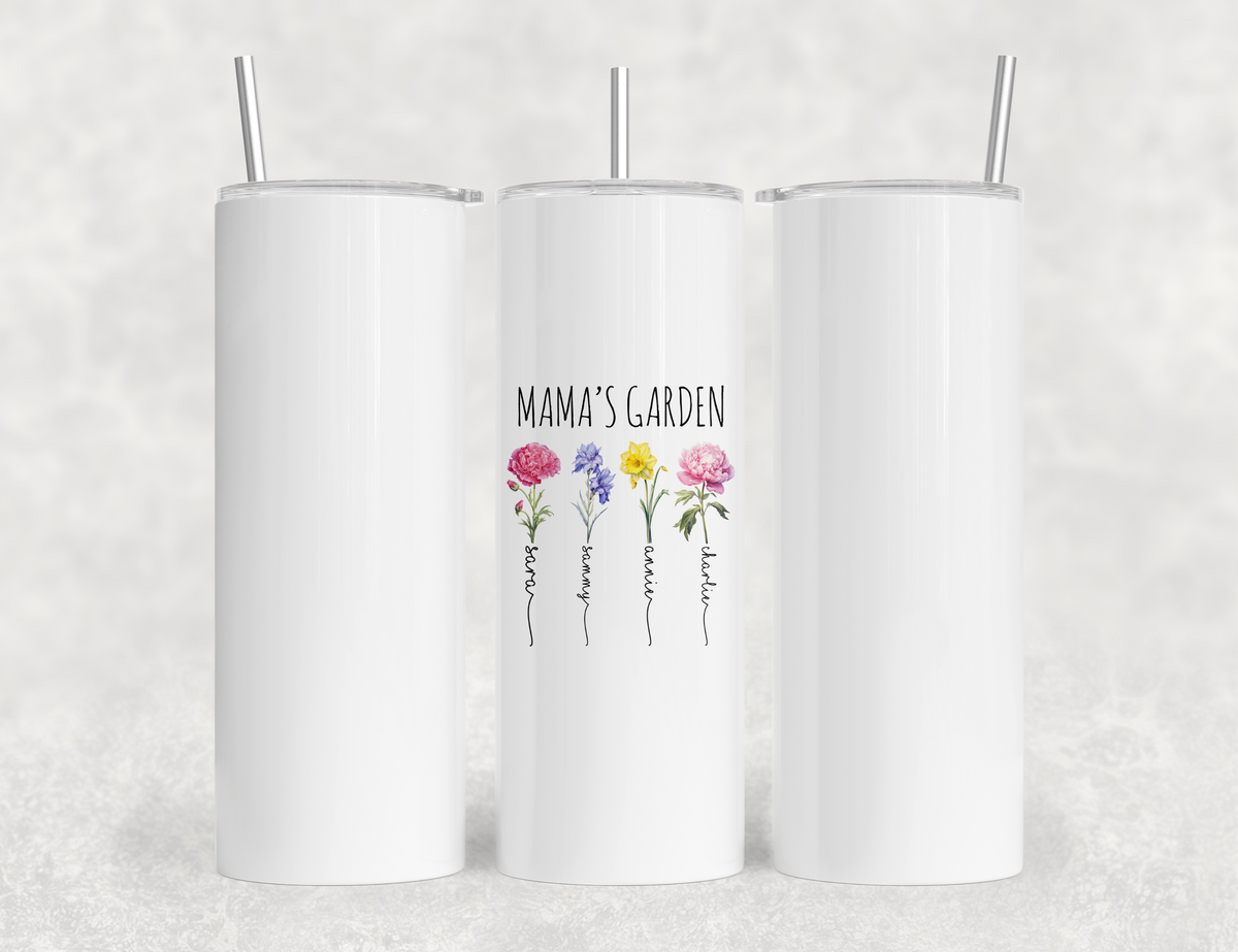 Mama's Garden Tumbler - Personalized Birth Flower Kids' Names Tumbler - Mother's Day Christmas Birthday Gift