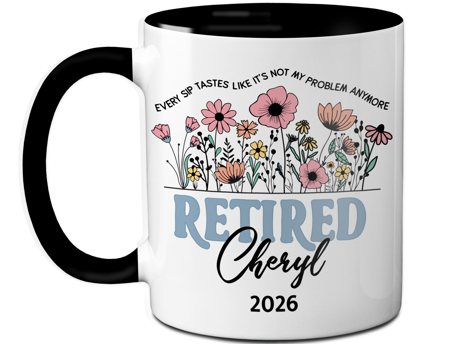 Funny Personalized Retirement Coffee Mug | Custom Name & Retirement Year Cup