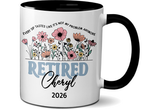 Funny Personalized Retirement Coffee Mug | Custom Name & Retirement Year Cup