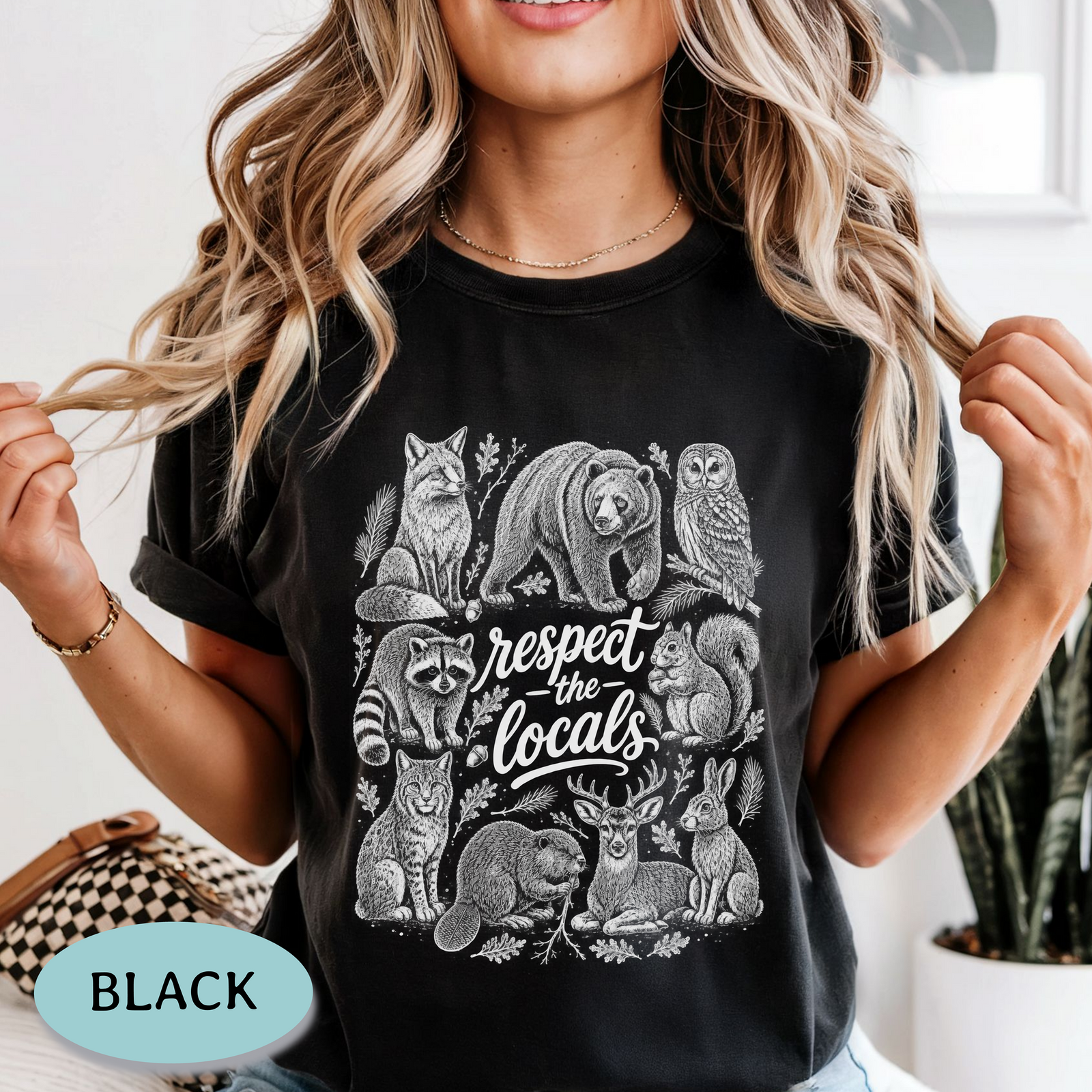 Respect the Locals Shirt – Woodland Wildlife Comfort Colors® Tee