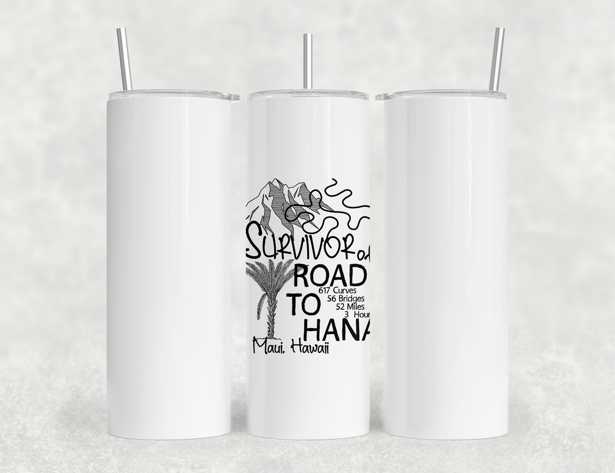 Road to Hana Survivor Funny Tumbler – Maui Hawaii Travel Gift, Scenic Drive Souvenir Cup, Hawaiian Vacation Stainless Steel Tumbler