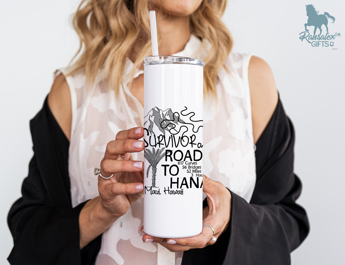 Road to Hana Survivor Funny Tumbler – Maui Hawaii Travel Gift, Scenic Drive Souvenir Cup, Hawaiian Vacation Stainless Steel Tumbler