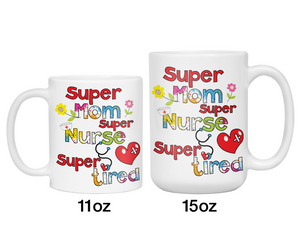 Super Mom Super Wife Super Tired Cute Funny Mommy Gift Ideas Black Mug