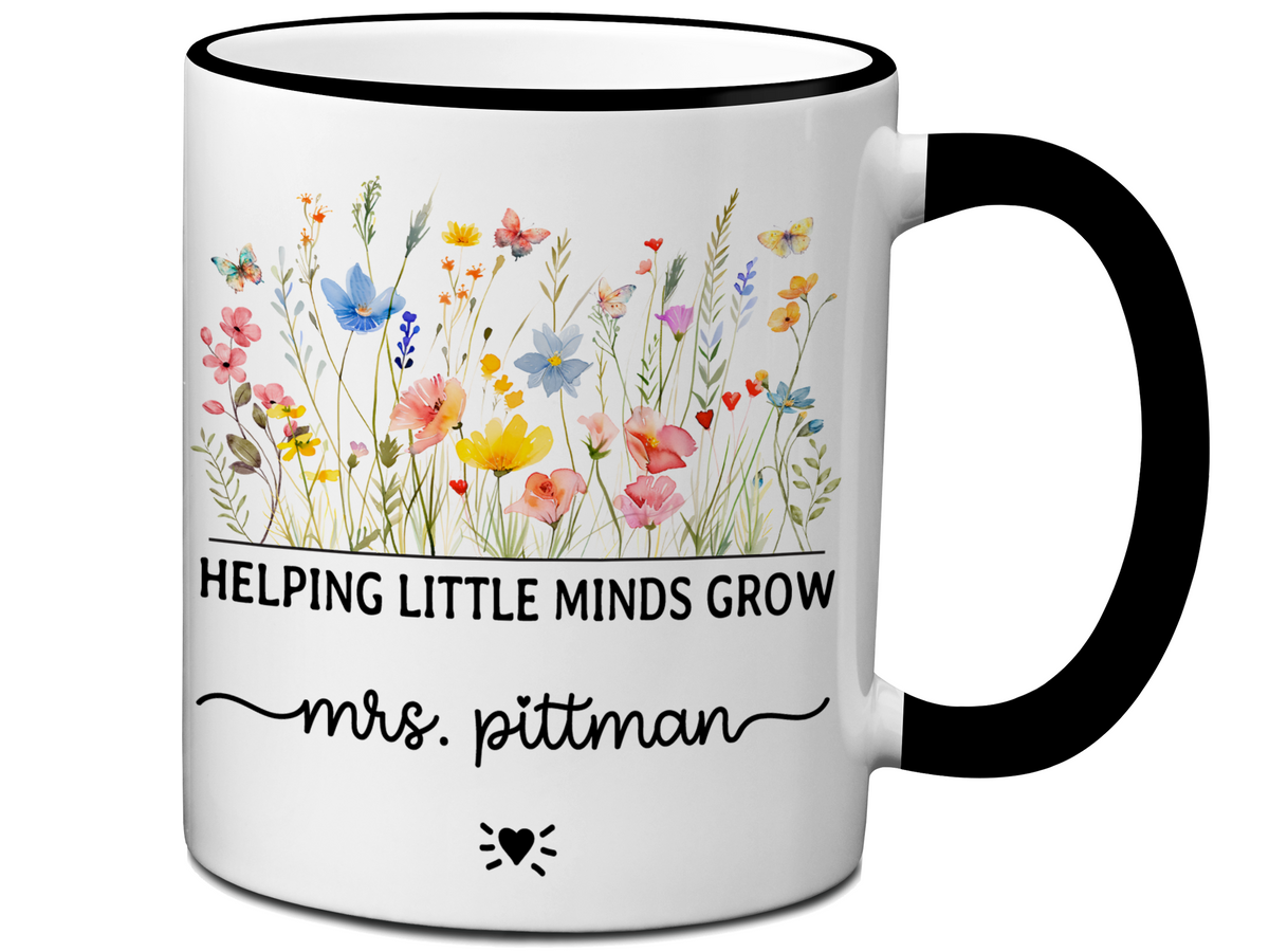 Personalized Teacher Mug – Wildflower Custom Name Cup – Unique Teacher Appreciation Gift Idea