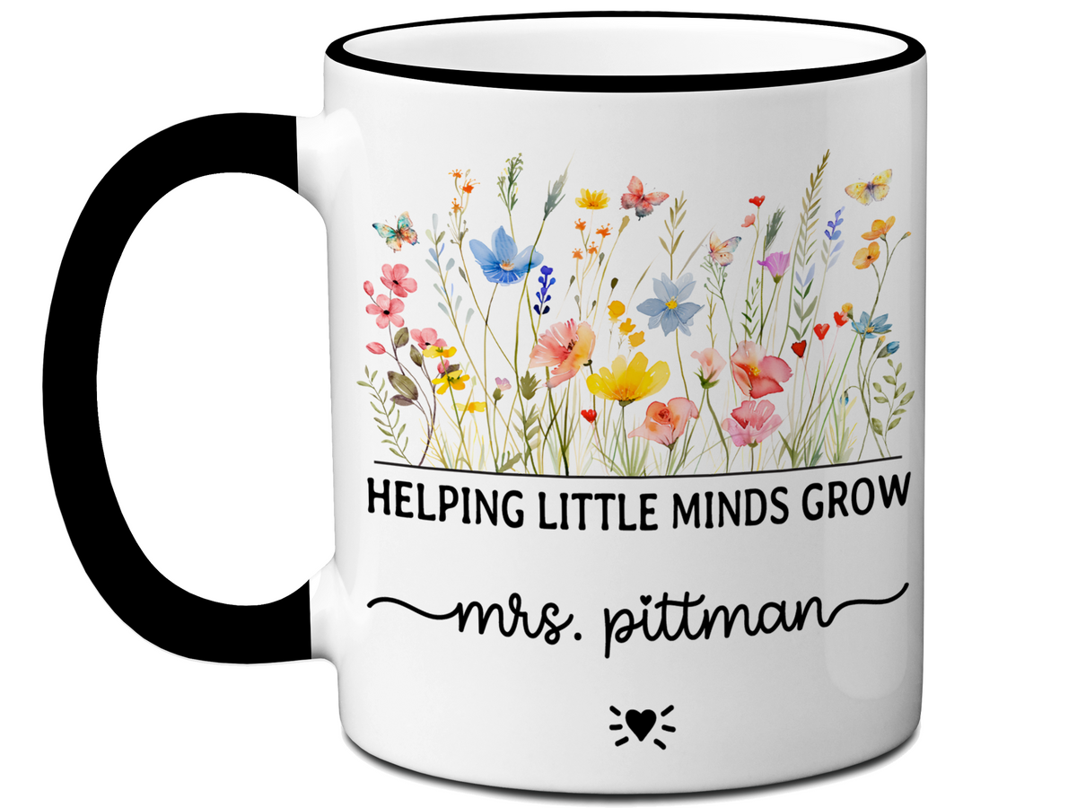 Personalized Teacher Mug – Wildflower Custom Name Cup – Unique Teacher Appreciation Gift Idea