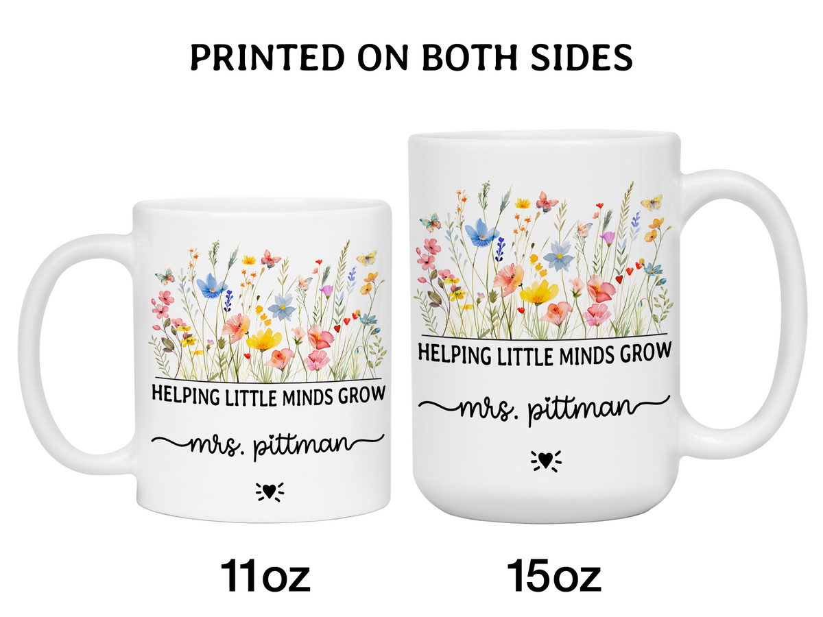 Personalized Teacher Mug – Wildflower Custom Name Cup – Unique Teacher Appreciation Gift Idea