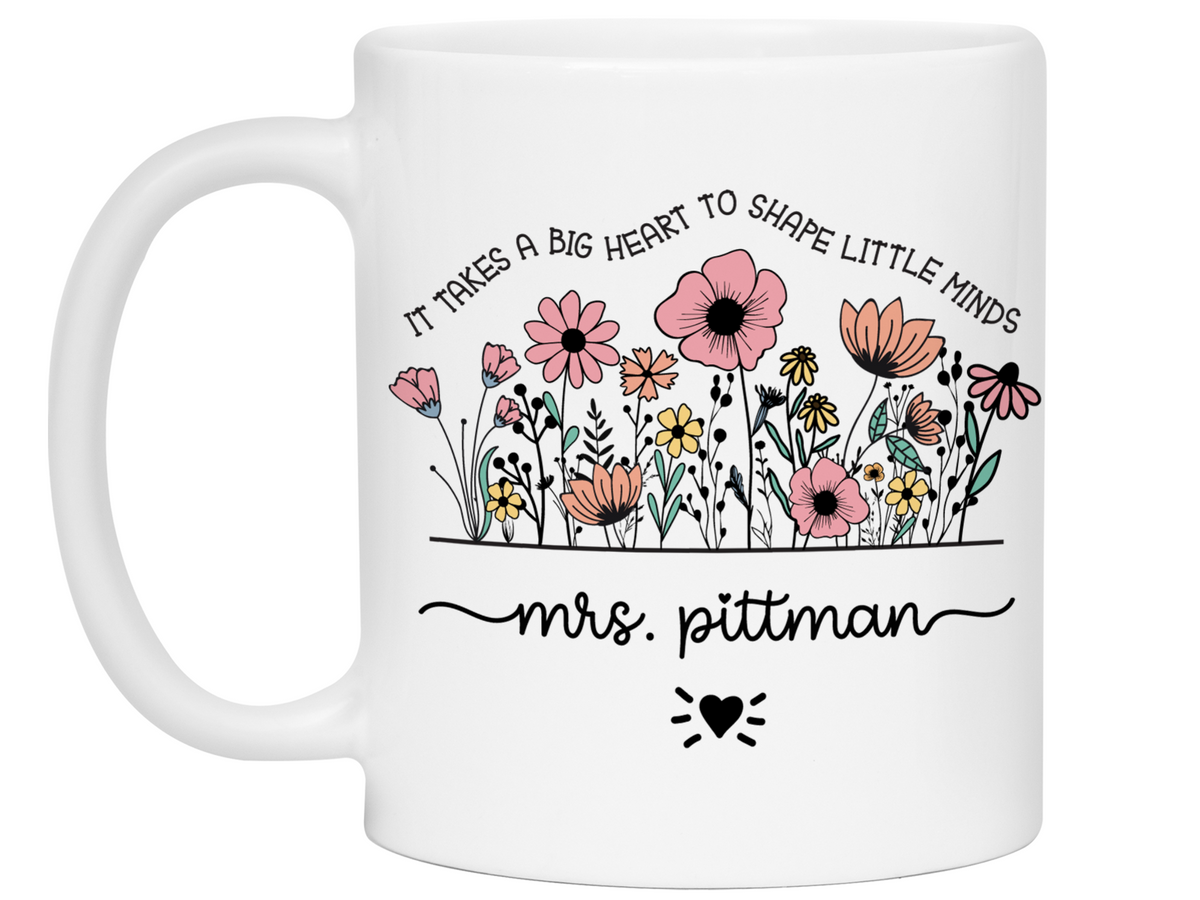 Personalized Teacher Mug – Wildflower Custom Name Cup – Unique Teacher Appreciation Gift