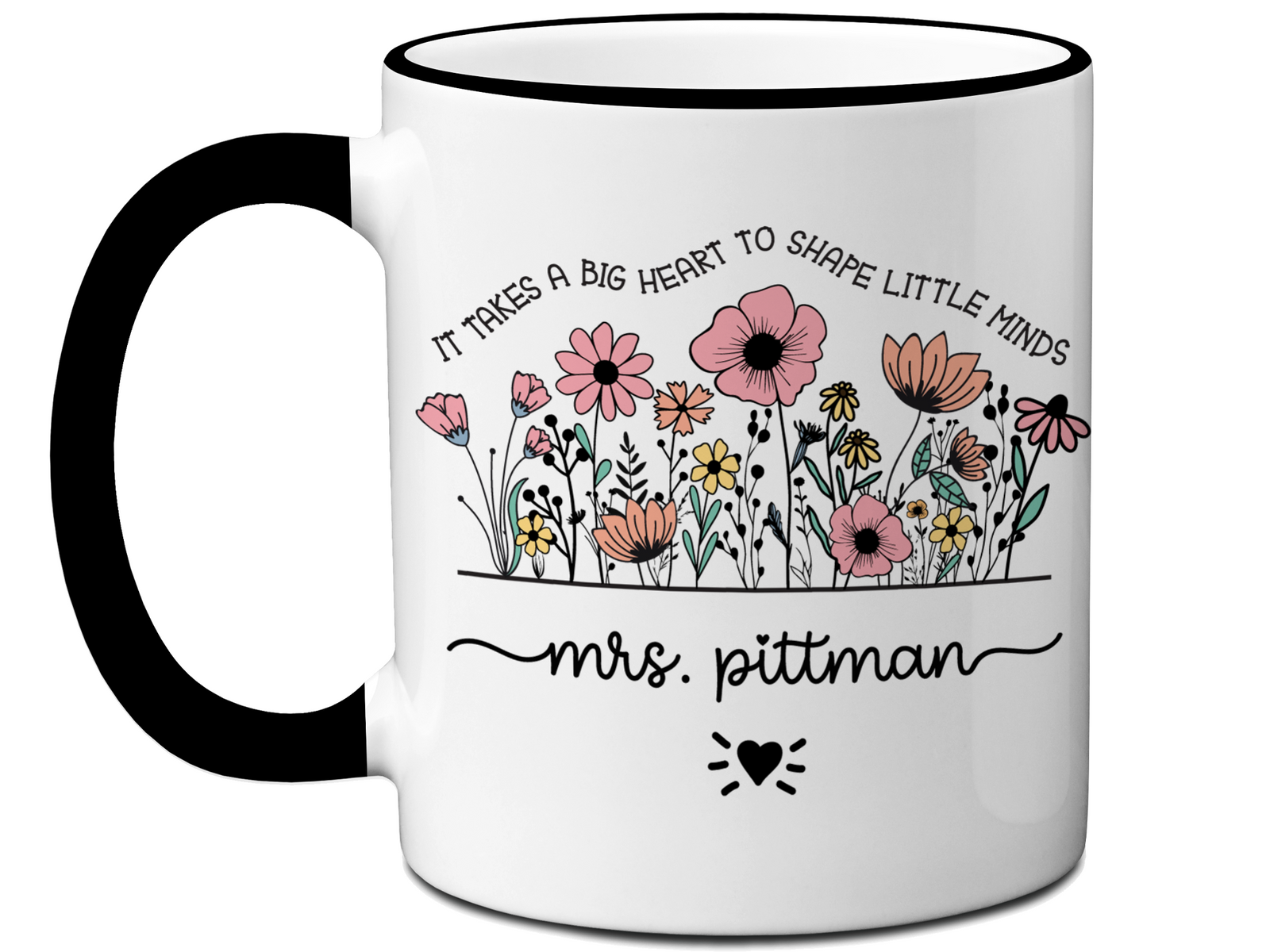Personalized Teacher Mug – Wildflower Custom Name Cup – Unique Teacher Appreciation Gift