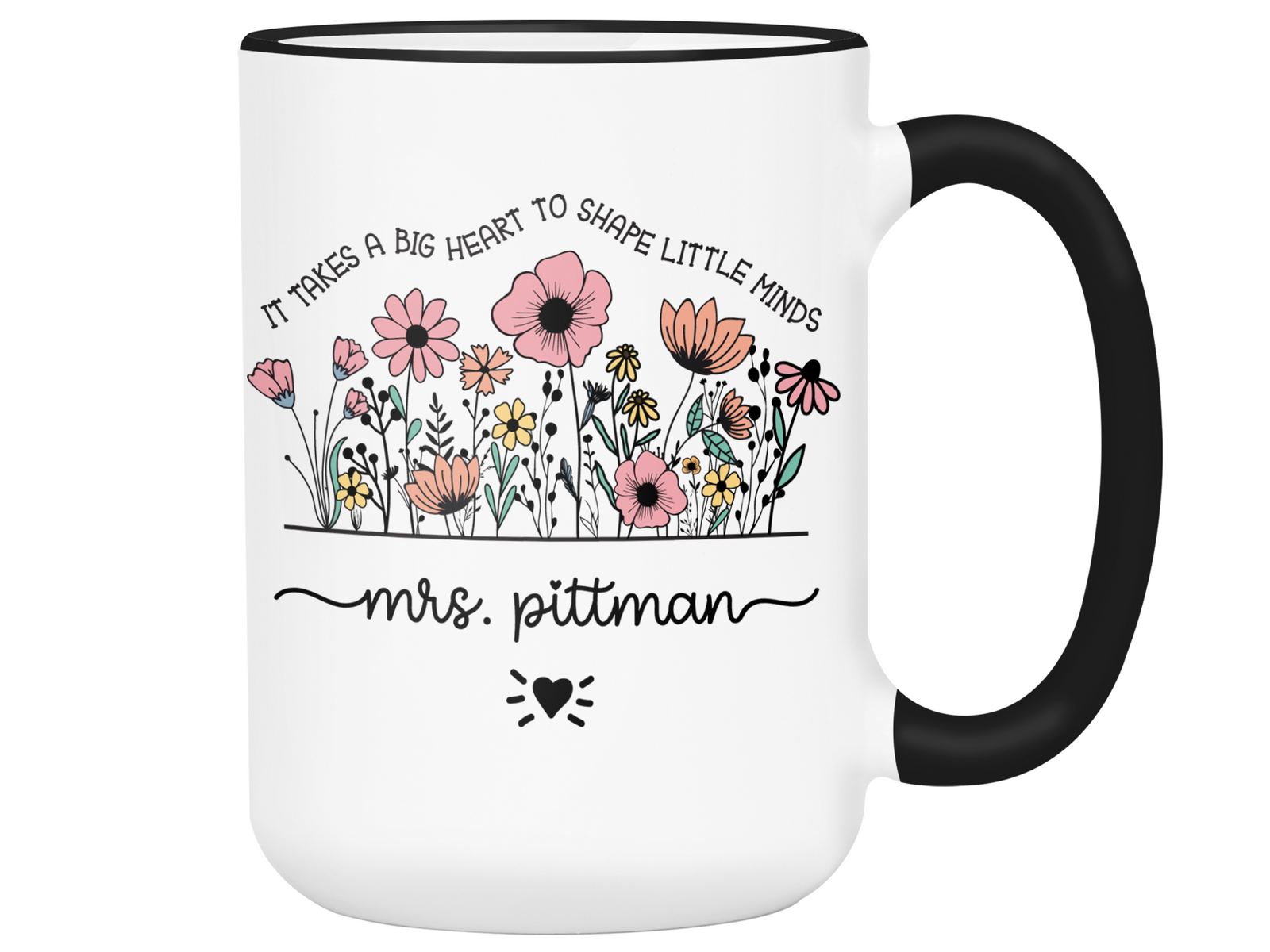 Personalized Teacher Mug – Wildflower Custom Name Cup – Unique Teacher Appreciation Gift
