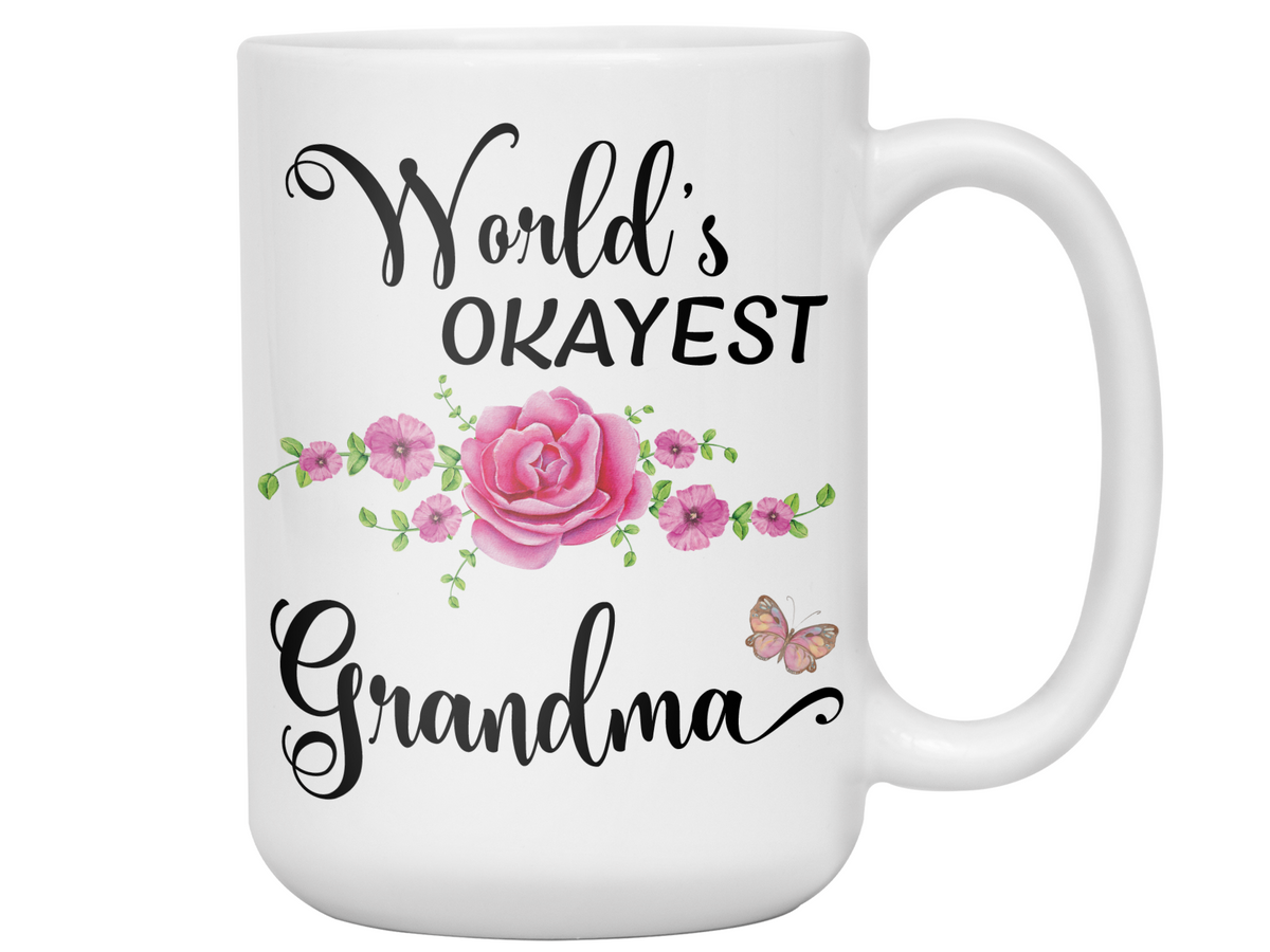 World's Okayest Grandma Coffee Mug Tea Cup |  Gift Idea For Grandmothers