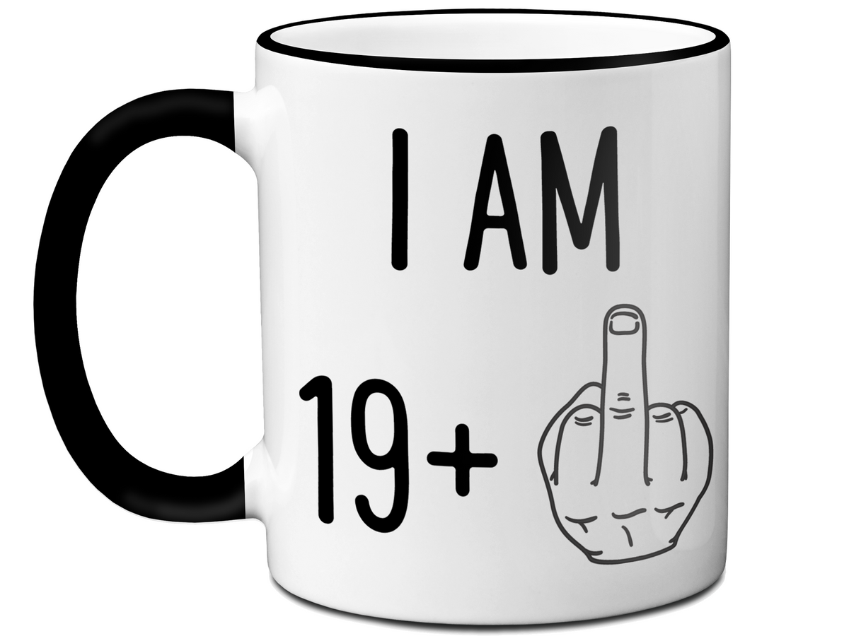 20th Birthday Gifts - I Am 19 + Middle Finger Funny Coffee Mug - Gag Gift Idea