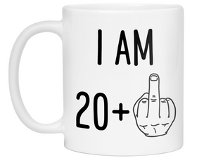 21st Birthday Gifts - I Am 20 + Middle Finger Funny Coffee Mug - Gag Gift Idea
