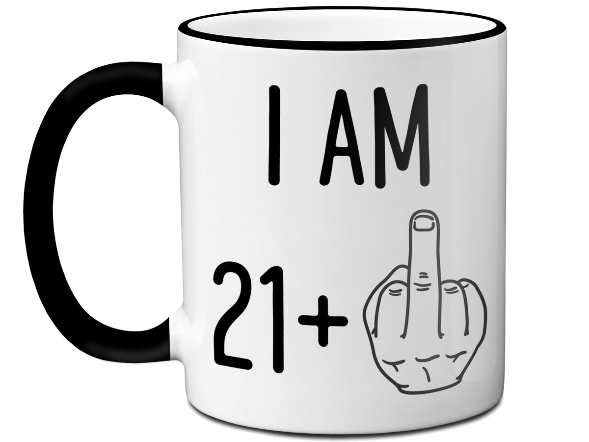 22nd Birthday Gifts - I Am 21 + Middle Finger Funny Coffee Mug - Gag Gift Idea