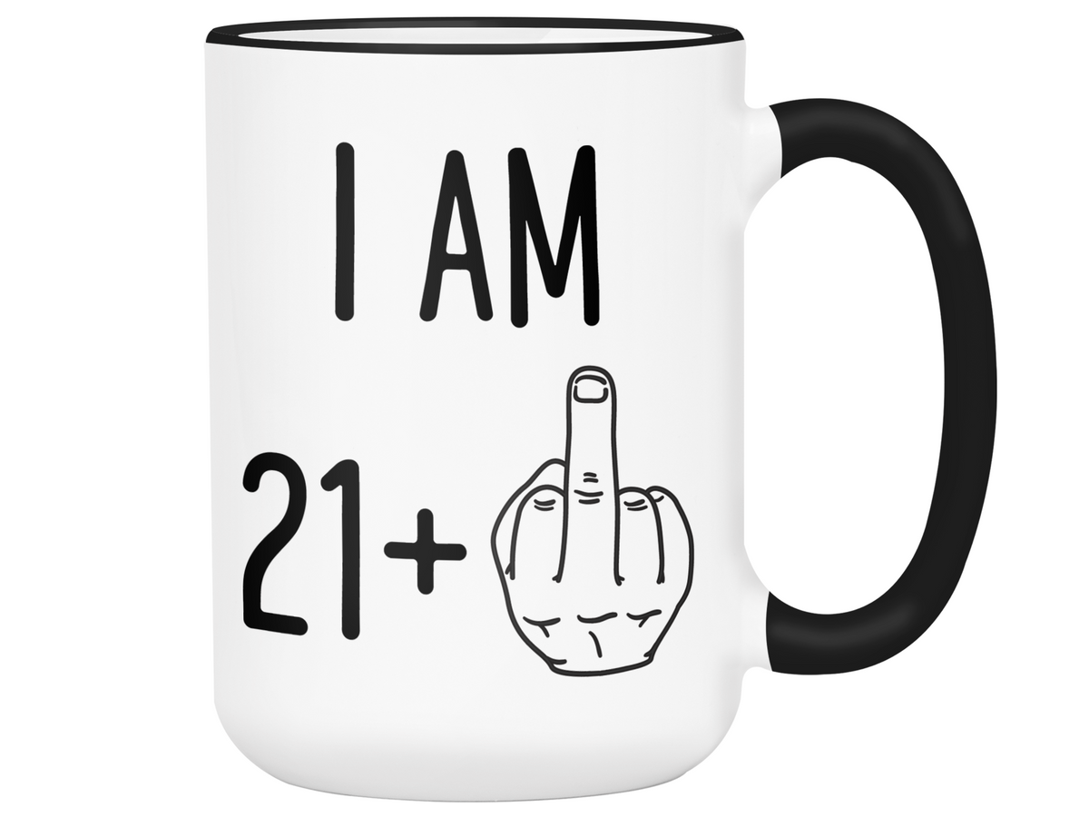 22nd Birthday Gifts - I Am 21 + Middle Finger Funny Coffee Mug - Gag Gift Idea