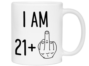 22nd Birthday Gifts - I Am 21 + Middle Finger Funny Coffee Mug - Gag Gift Idea