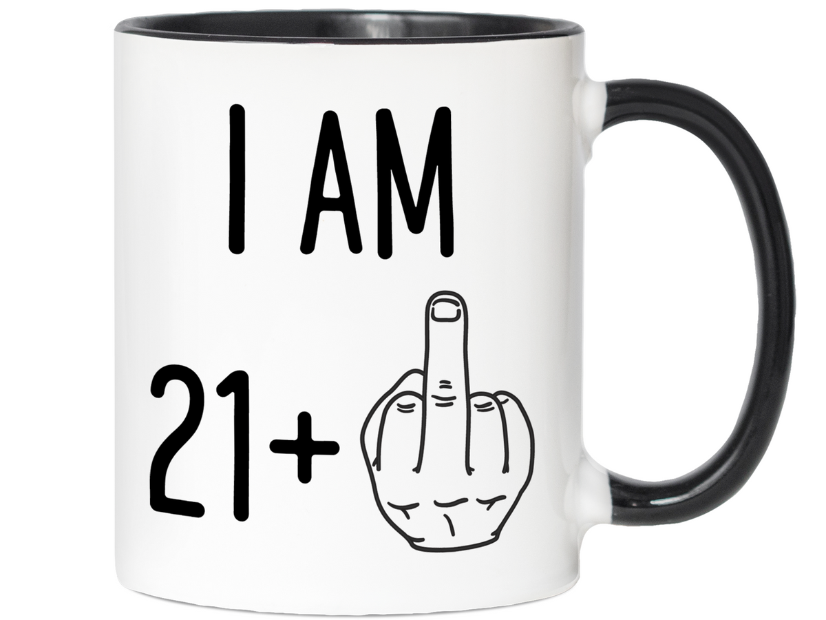22nd Birthday Gifts - I Am 21 + Middle Finger Funny Coffee Mug - Gag Gift Idea