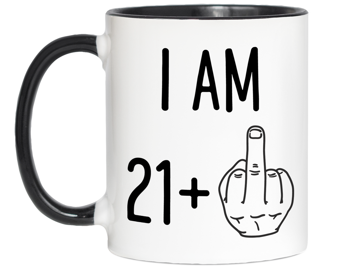 22nd Birthday Gifts - I Am 21 + Middle Finger Funny Coffee Mug - Gag Gift Idea