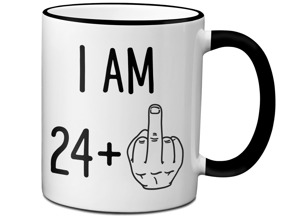 25th Birthday Gifts - I Am 24 + Middle Finger Funny Coffee Mug - Gag Gift Idea