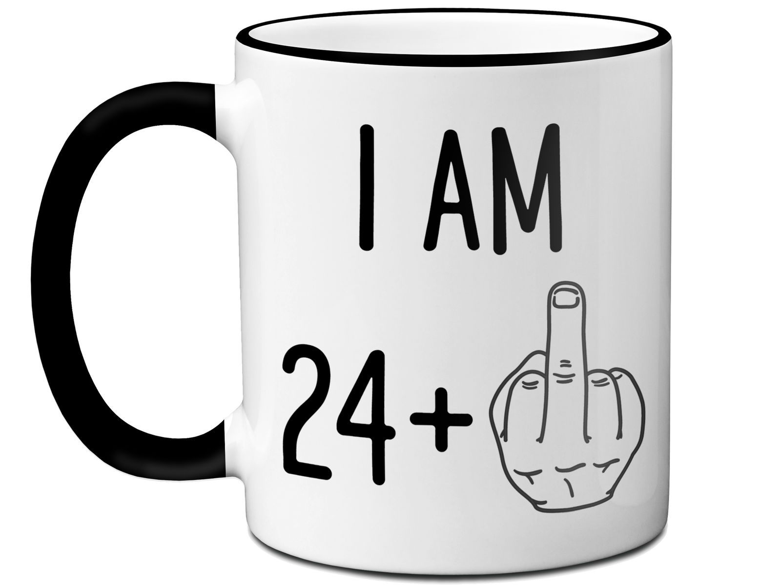 25th Birthday Gifts - I Am 24 + Middle Finger Funny Coffee Mug - Gag Gift Idea