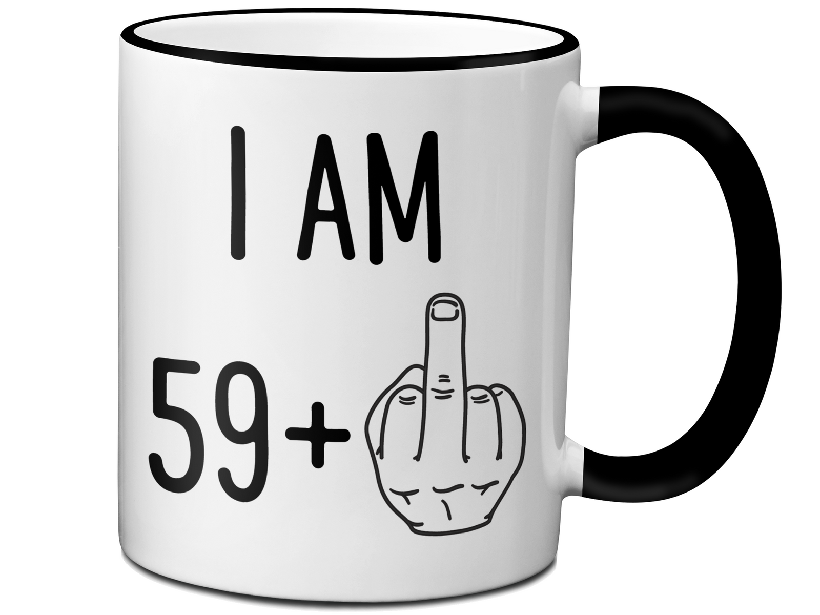 60th Birthday Gifts - I Am 59 + Middle Finger Funny Coffee Mug - Gag Gift Idea
