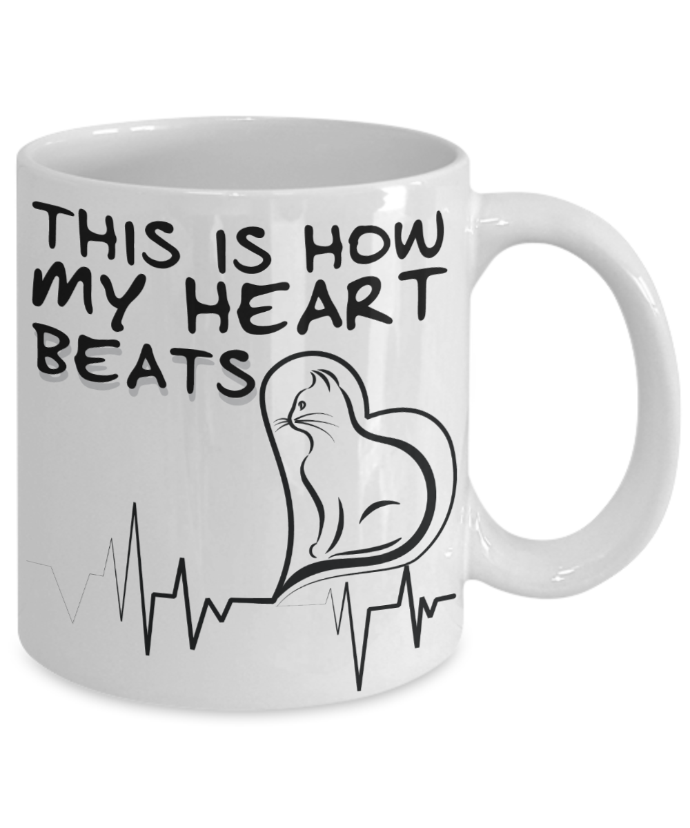 Cat Heartbeat Coffee Mug | Tea Cup | Cat Lover/Owner Gift Idea