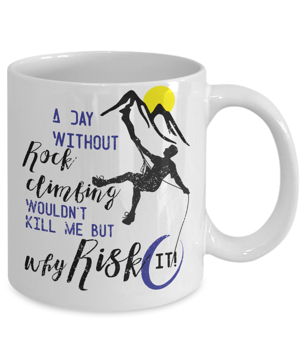 climbing funny coffee mug