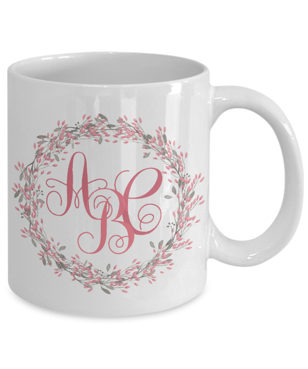 Monogrammed Wreath Tea Cup