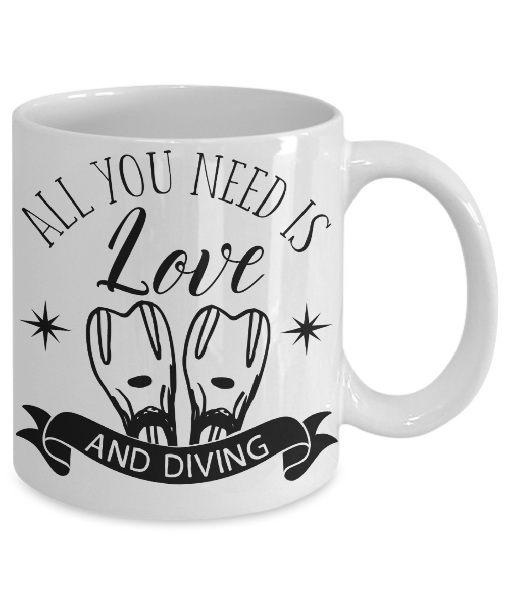 All You Need Is Love and Diving Coffee Mug | Tea Cup | Gift Idea for Divers