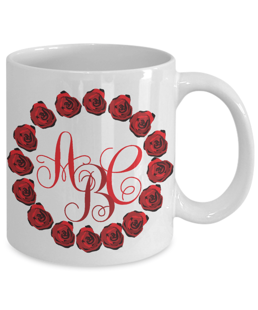Rose Wreath Monogrammed Coffee Mug