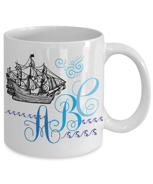 Personalized Monogrammed Captain/Sailor Tea Cup