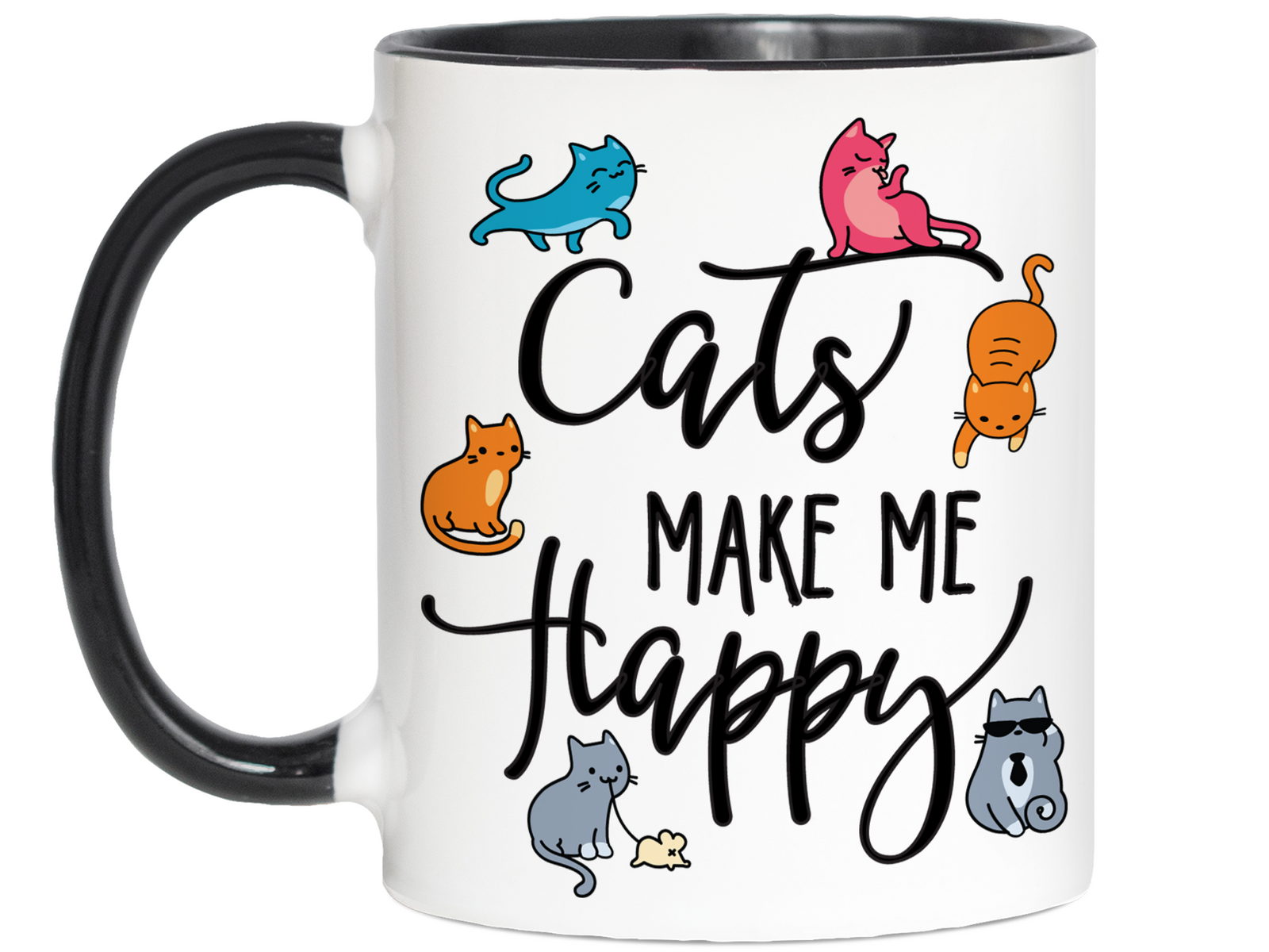 Cats Make Me Happy Funny Coffee Mug - Cat Lover Gifts - Crazy Cat Lady Gift Idea