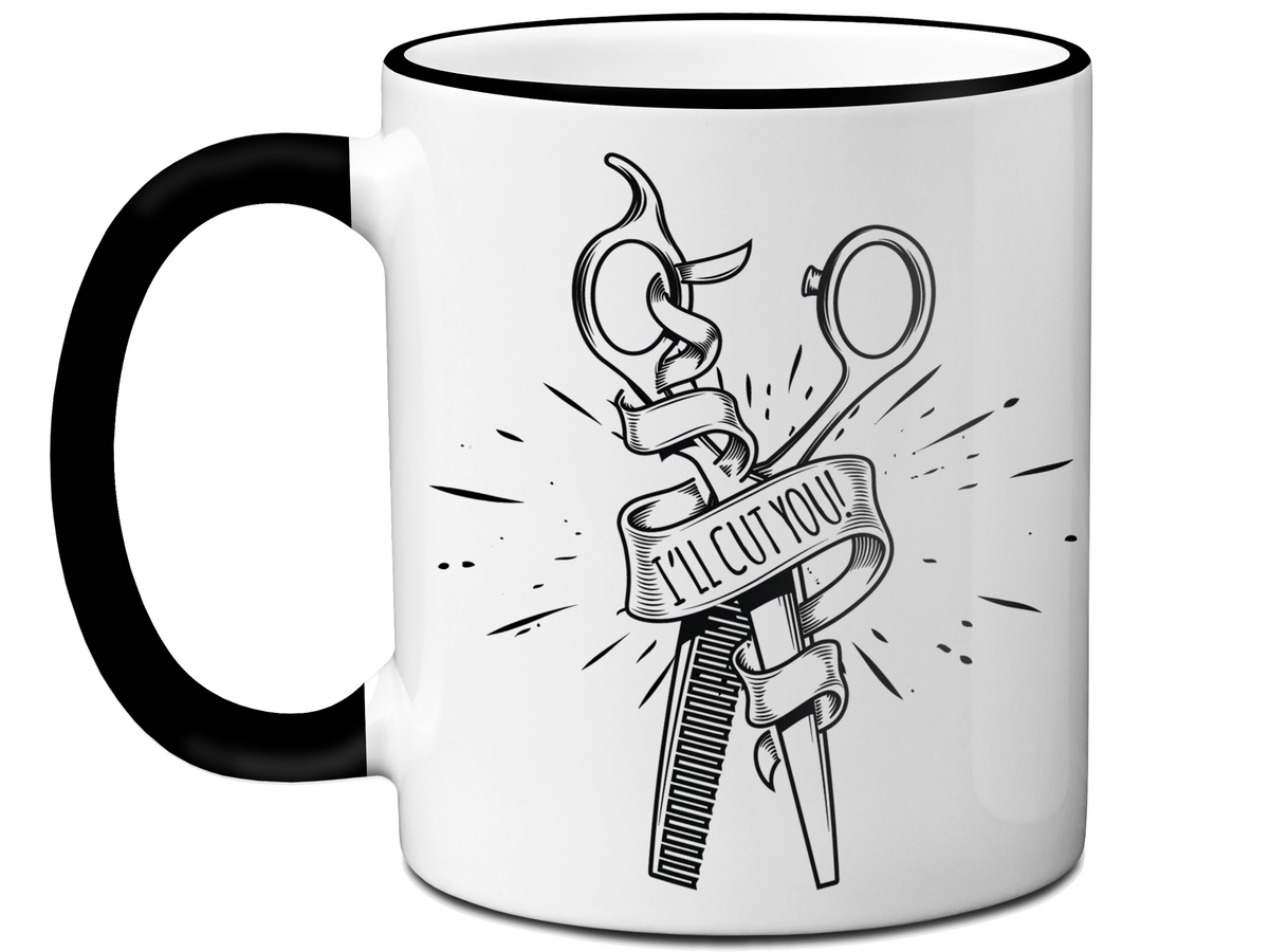 Funny Gifts for Hair Stylists, Barbers, Beauticians - I'll Cut You Funny Coffee Mug #2
