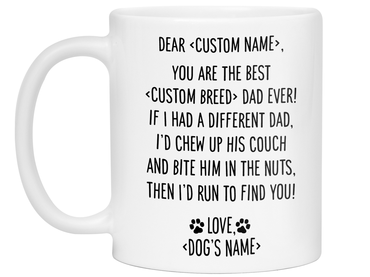 Personalized Funny Dog Dad Gifts - Dear Dog Dad Coffee Mug - Custom Dog Name and Breed