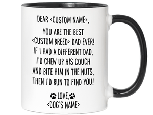 Personalized Funny Dog Dad Gifts - Dear Dog Dad Coffee Mug - Custom Dog Name and Breed