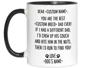 Personalized Funny Dog Dad Gifts - Dear Dog Dad Coffee Mug - Custom Dog Name and Breed