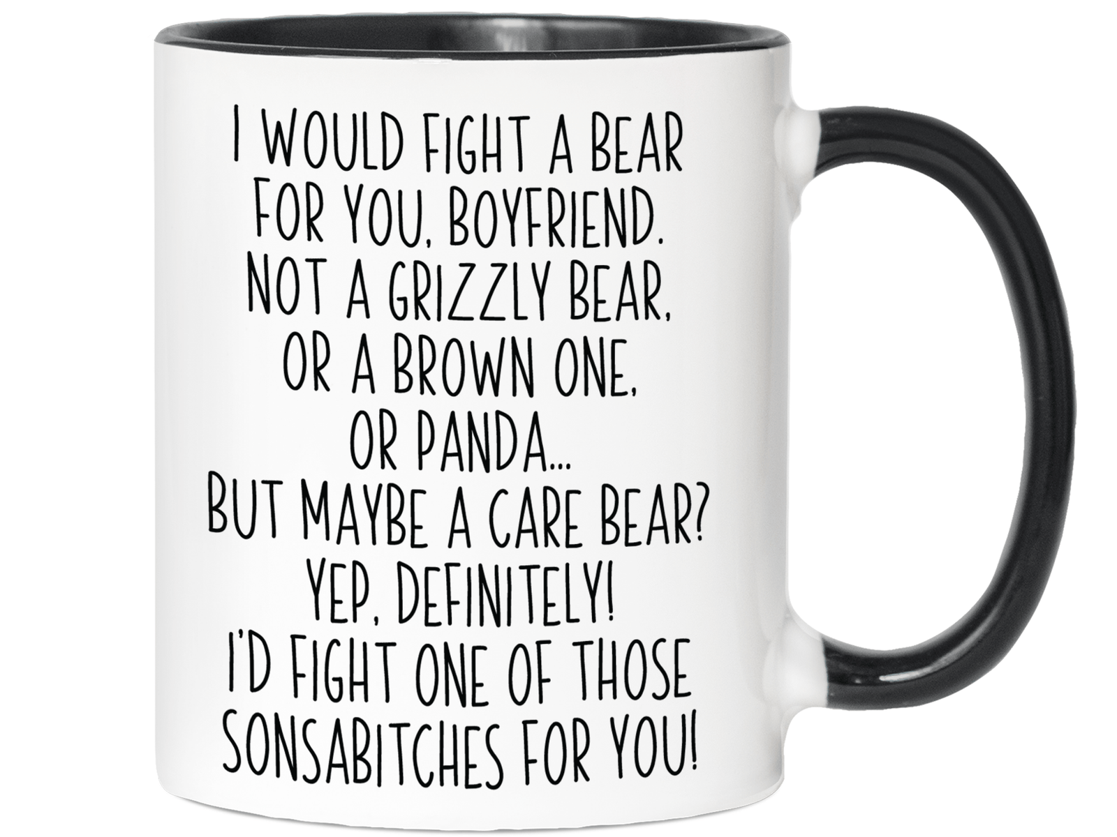 Funny Gifts for Boyfriends - I Would Fight a Bear for You Boyfriend Gag Coffee Mug