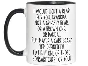 Funny Gifts for Grandpas - I Would Fight a Bear for You Grandpa Gag Coffee Mug